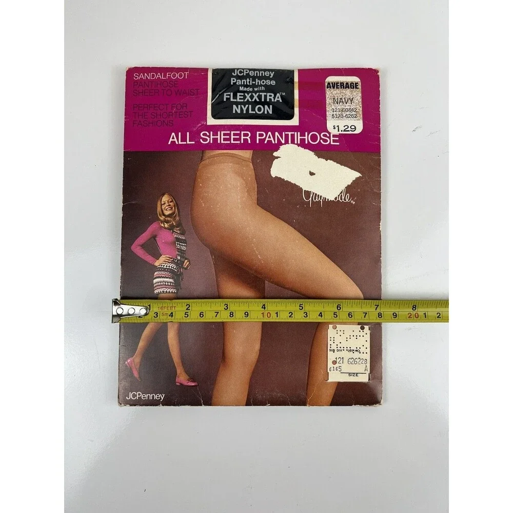 Vintage New NIP JCPenny Sandalfoot Pantihose All Sheer Set of 3 Navy Gaymode